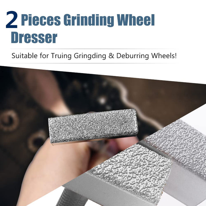 2 Pcs Silver Diamond Grinding Wheel Dresser Stone Bench Grinder Dressing Tool for Grinding Deburring Wheels Truing Grinding Durable Quality with Smart Details Design Flat Diamond Coated Surface