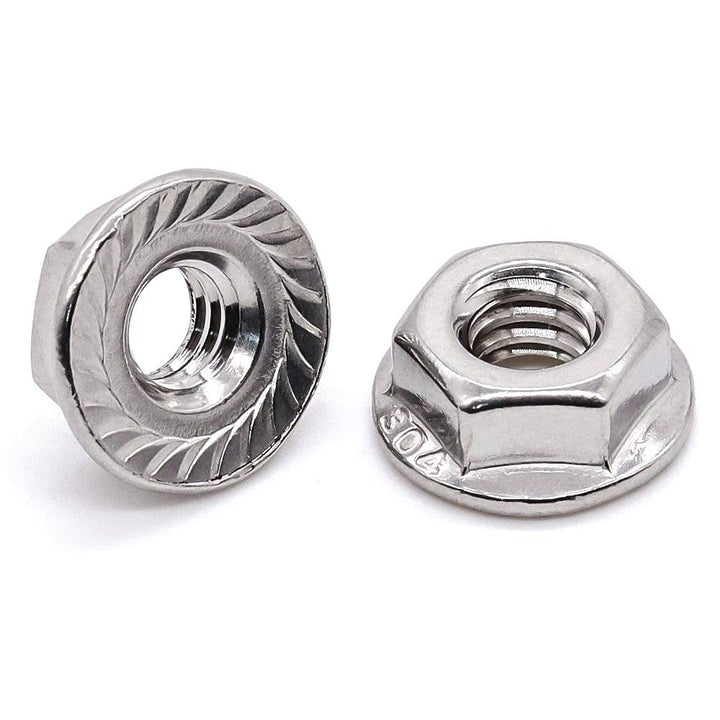 Glvaner M3-0.5 Thread Size (100 pcs) Stainless Steel Hex Flange Nuts Serrated Flange Hex Lock Nuts 304 Stainless Steel Full Thread