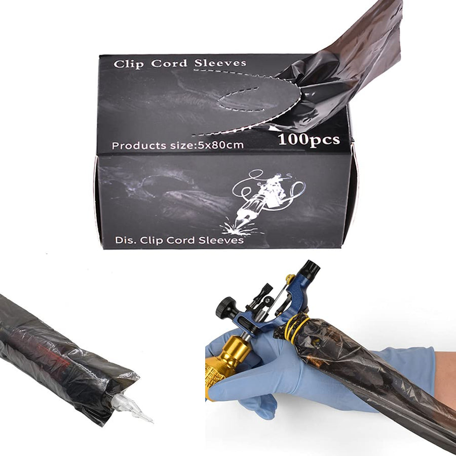 Clip Cord Covers 125pcs/box 2 x 31 One Side Open Tattoo Clip Cord Covers clip cord sleeves for Tattoo Machine Tattoo Gun Wrap Tattoo Accessories Tattoo Supplies Tattoo Kits (black)