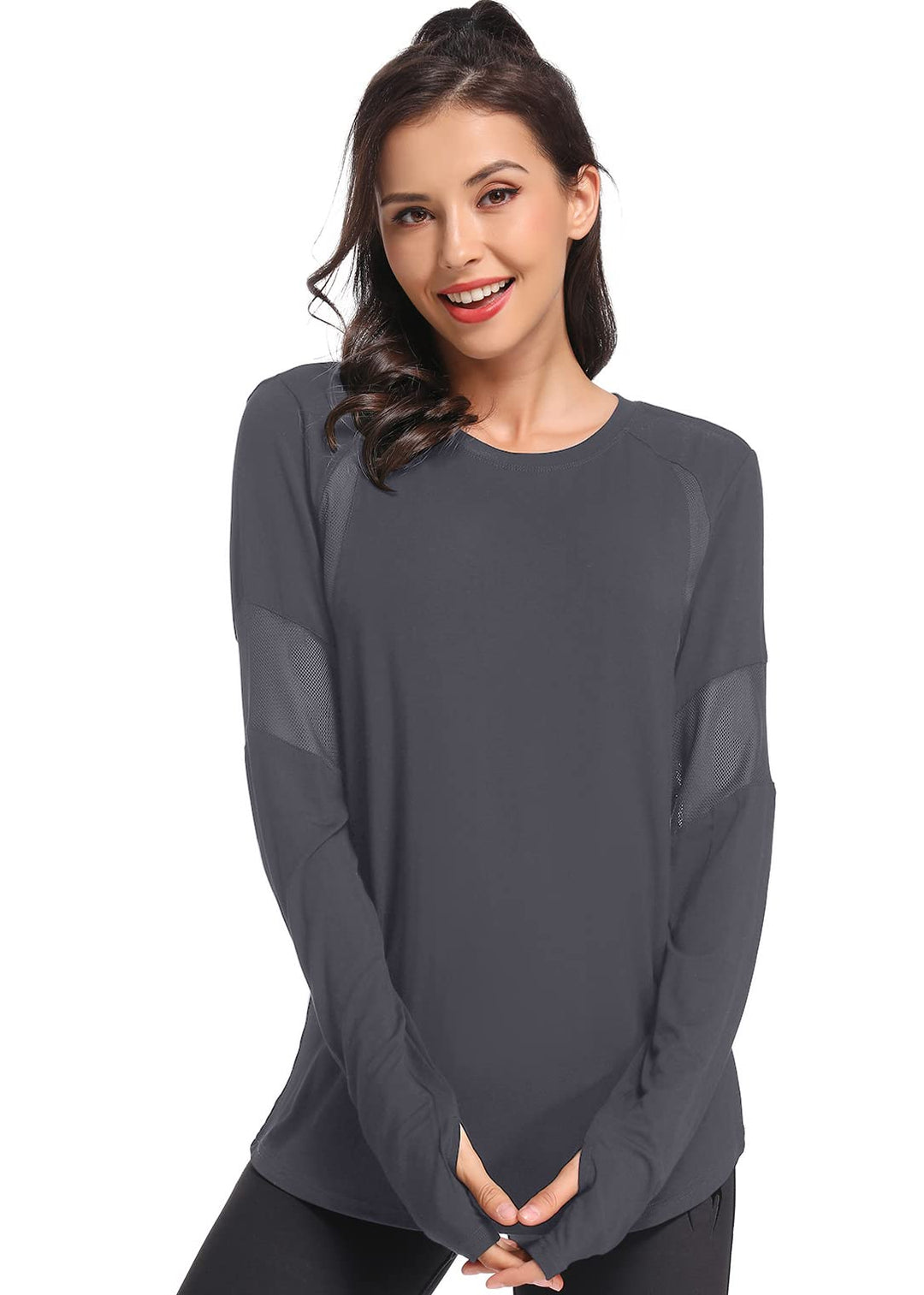 Muzniuer Womens Long Sleeve Yoga Shirts Workout Top Shi