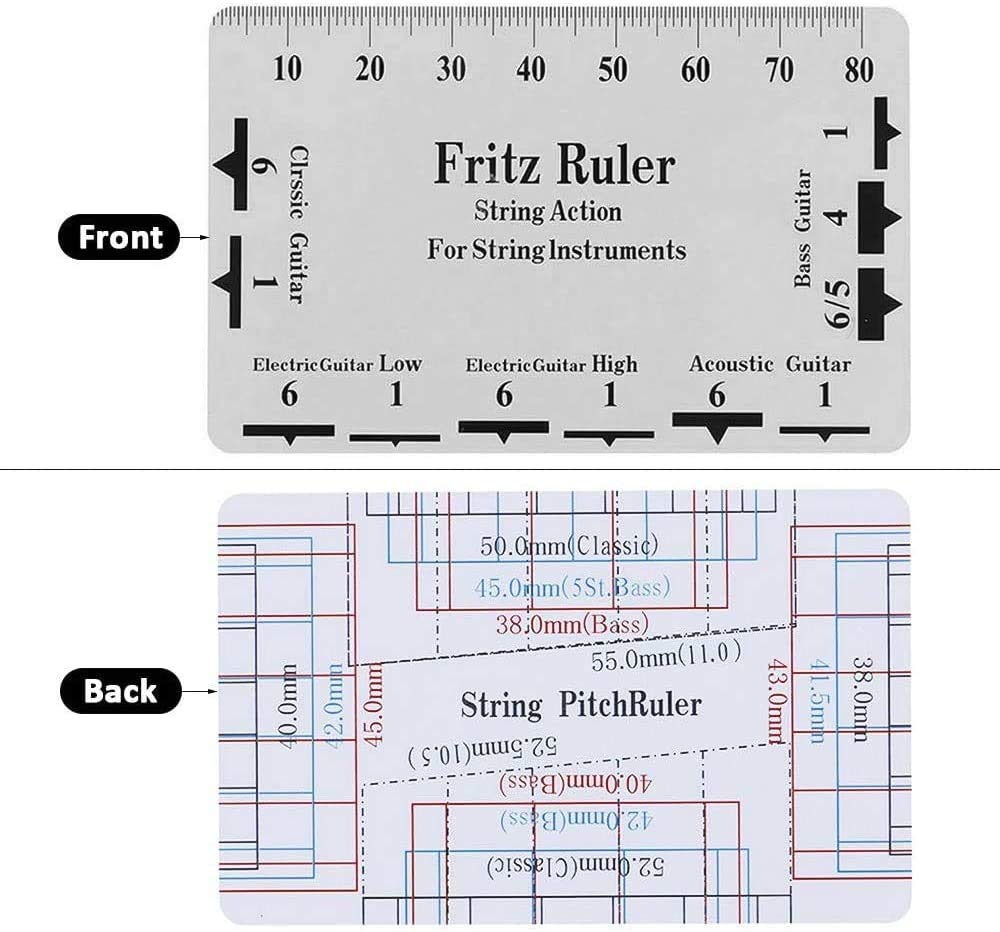 Set of 12 Pieces Luthier Tools Set Guitar Neck Notched Straight Edge 9pcs Guitar Radius Gauge String Action Gauge Ruler Fret Rocker for Guitar and Bass Setup Tool