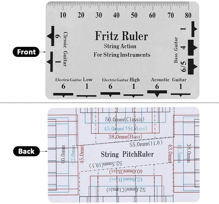 Set of 12 Pieces Luthier Tools Set Guitar Neck Notched Straight Edge 9pcs Guitar Radius Gauge String Action Gauge Ruler Fret Rocker for Guitar and Bass Setup Tool