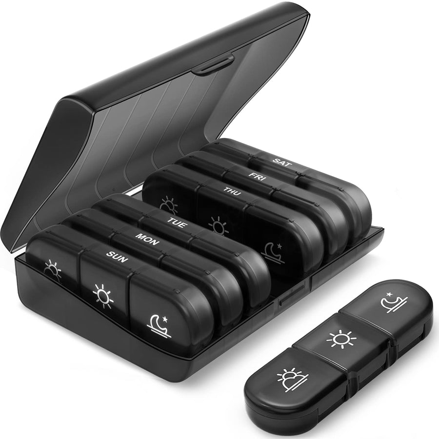 Weekly Pill Organizer 3 Times a Day, PULIV Portable Tra