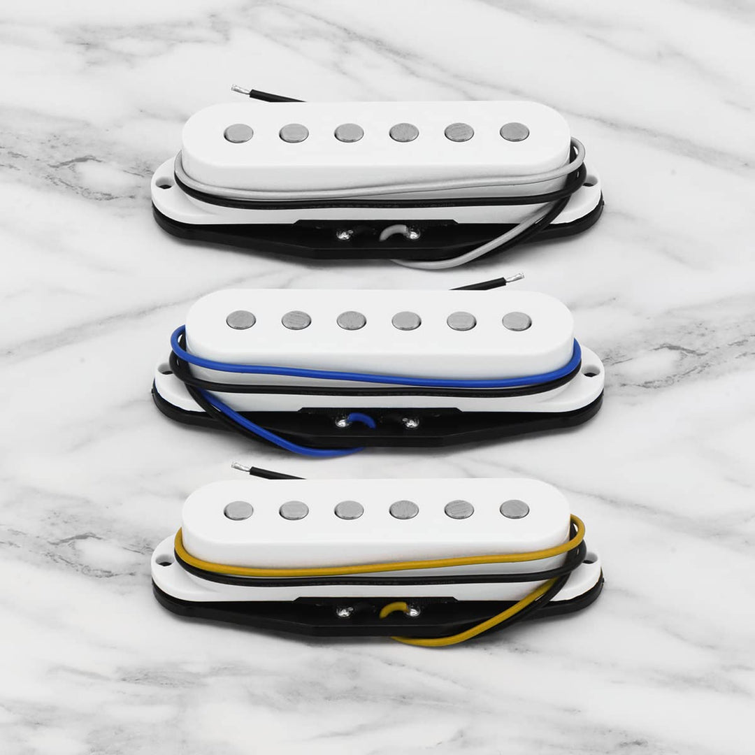 Alnico 5 Single Coil Pickups Flat Pole Guitar Neck/Middle/Bridge Pickup Set White