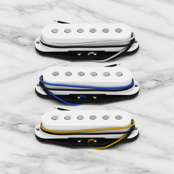 Alnico 5 Single Coil Pickups Flat Pole Guitar Neck/Middle/Bridge Pickup Set White