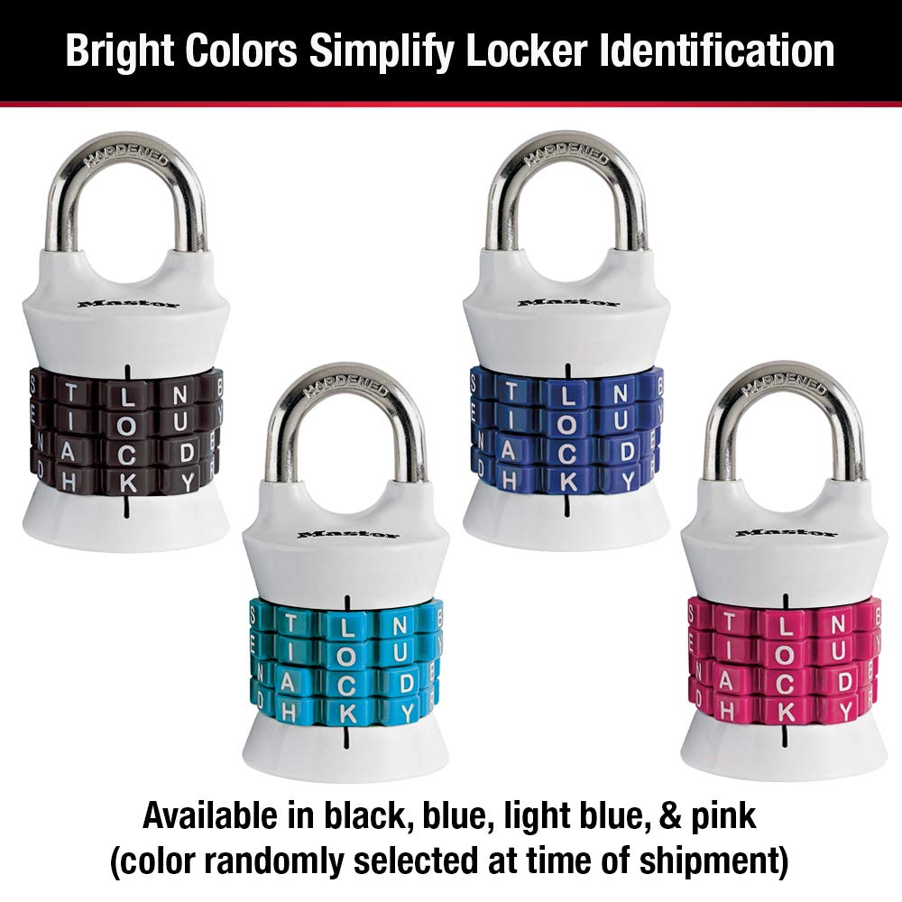 Word Combination Lock, Set Your Own Word Lock for Gym and School Lockers, Colors May Vary, 1535DWD