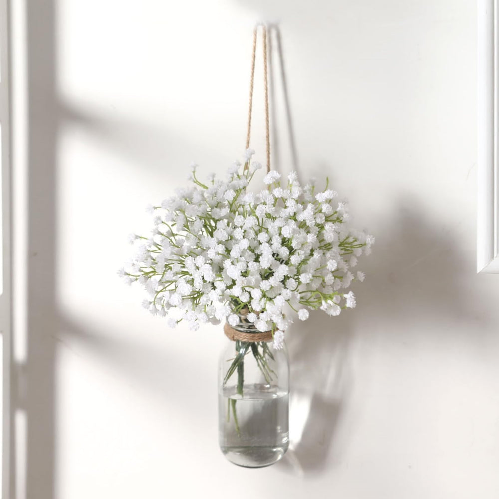 10 Pcs 30 Bunches White Babies Breath Flowers 8 Fake White Artifcial Flower Bulk, Artificial Gypsophila PU Silica for Wedding Bridal Bouquet Home Floral Arrangement