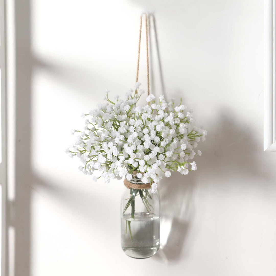 10 Pcs 30 Bunches White Babies Breath Flowers 8 Fake White Artifcial Flower Bulk, Artificial Gypsophila PU Silica for Wedding Bridal Bouquet Home Floral Arrangement