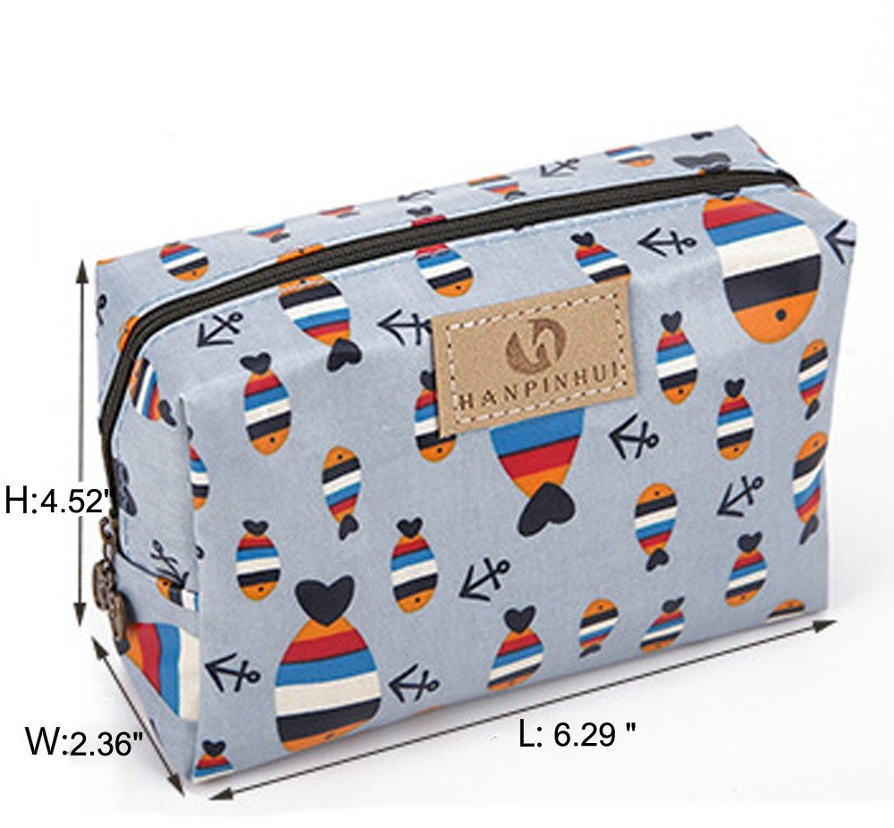 Cute Travel Makeup Pouch Cartoon Printed Toiletry Cosmetic Bag for Girls, Women (Strawberry)