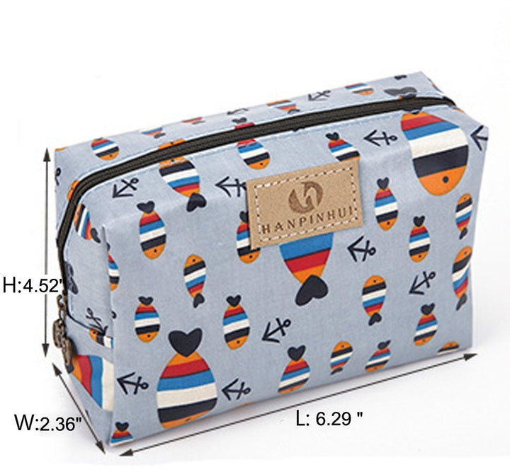 Cute Travel Makeup Pouch Cartoon Printed Toiletry Cosmetic Bag for Girls, Women (Strawberry)