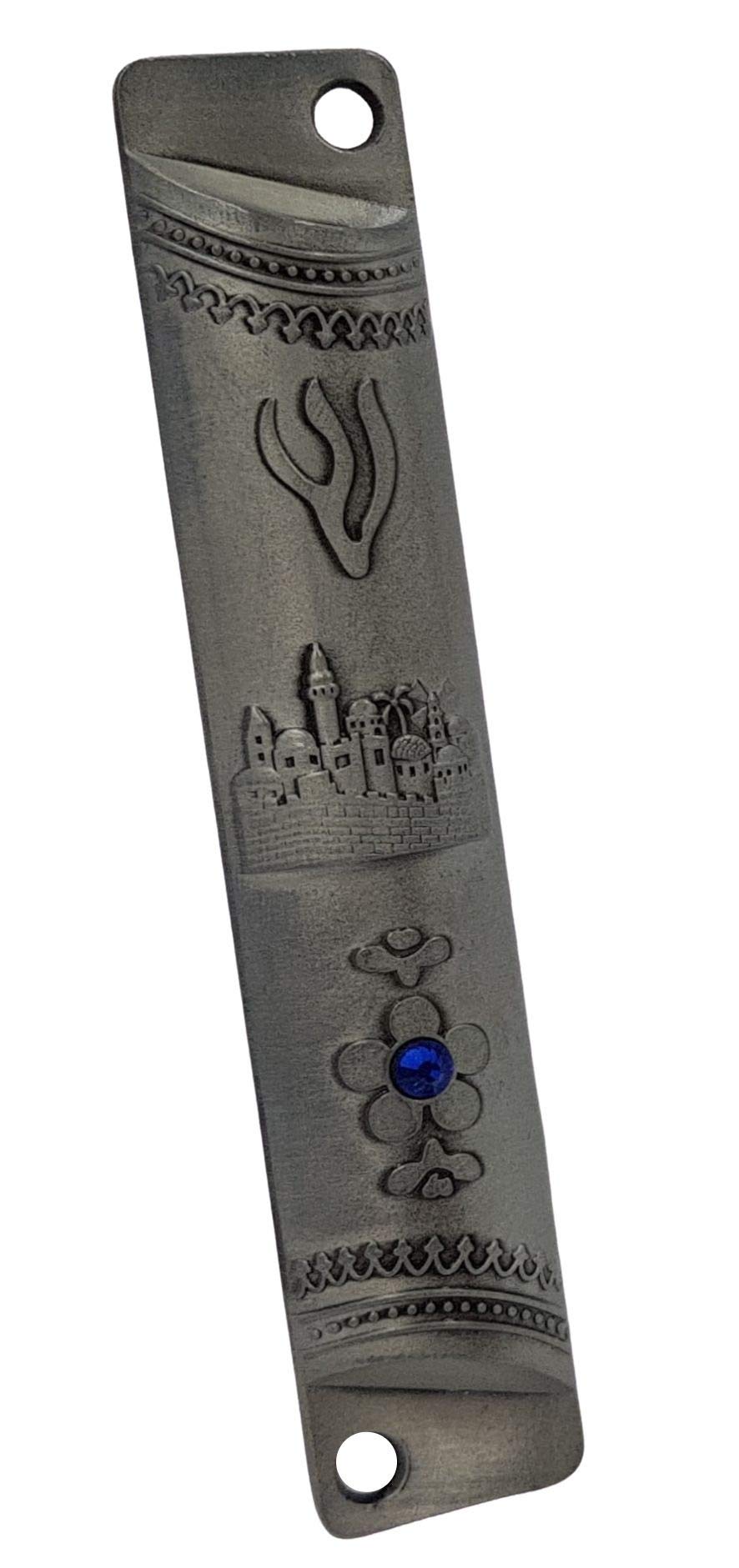 TALISMAN4U Pewter MEZUZAH CASE with Scroll Jerusalem De