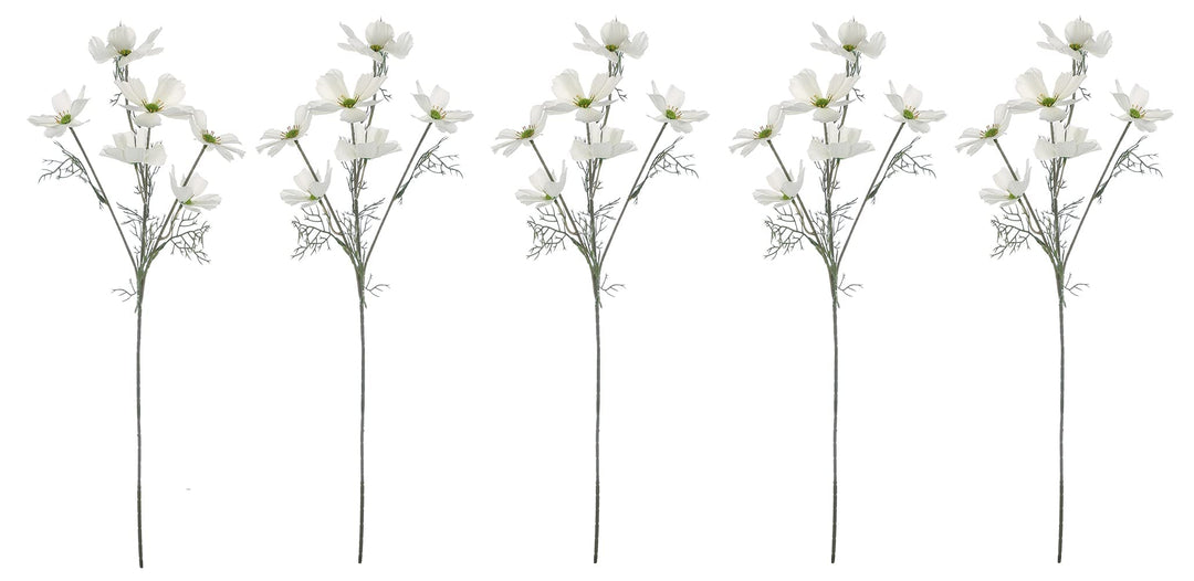 AngelUU Artificial Flower 5PCS Long Stem Fake Coreopsis Silk Calliopsis for Home Wedding Decoration (White)