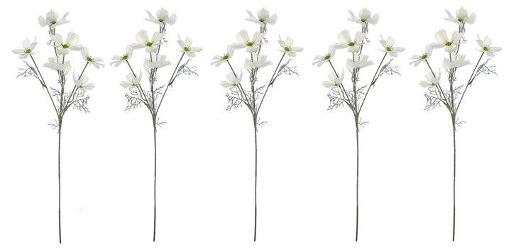 AngelUU Artificial Flower 5PCS Long Stem Fake Coreopsis Silk Calliopsis for Home Wedding Decoration (White)