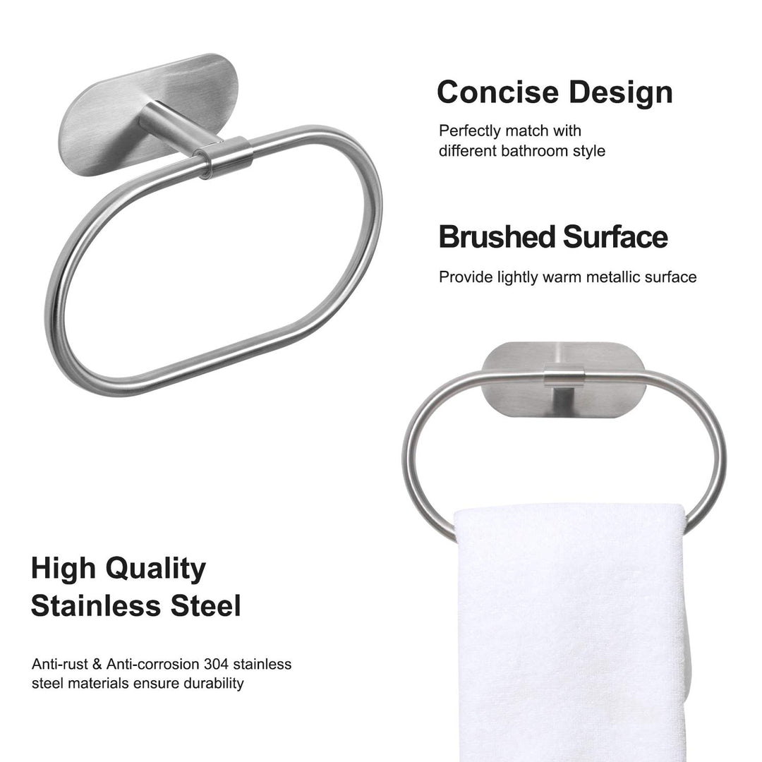 HouseAid Self Adhesive Towel Ring for Bathroom, Stainle