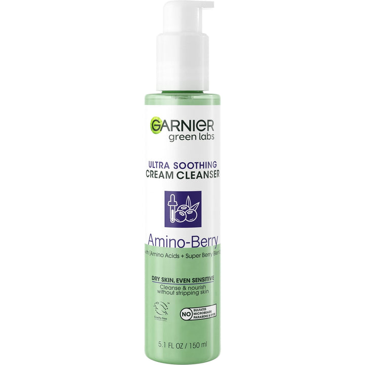 Green Labs Amino-Berry Soft Gentle Facial Cream Cleanser Hydrates and Soothes Skin, 5.07 fl oz