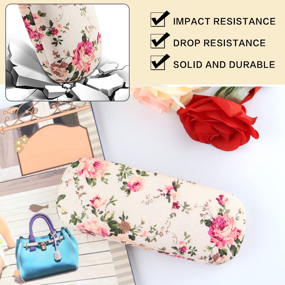 Glasses Case Hard Shell Eyeglass Case for Women Fabrics Floral Retro Spectacle Case Box Portable