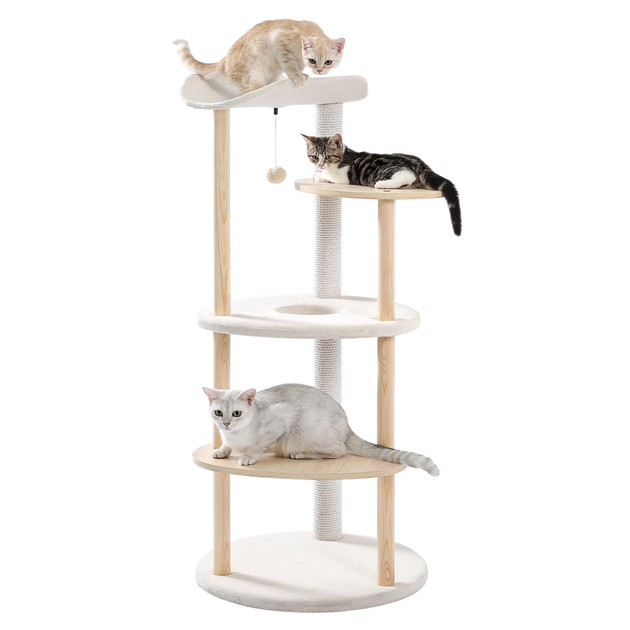 Cat Tree Cat Tower for Indoor Cats,5-Level Cat Play House Cat Activity Center with Scratching Posts Beige