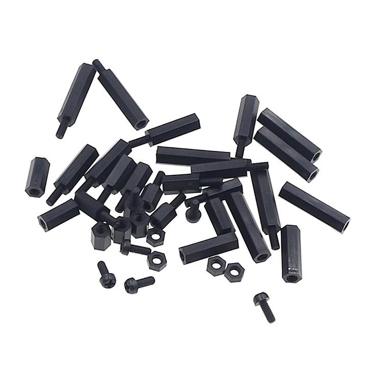240pcs M2.5 Nylon Hex Spacer Standoffs Screws Nuts Assortment Kit;Male-Female(Black)