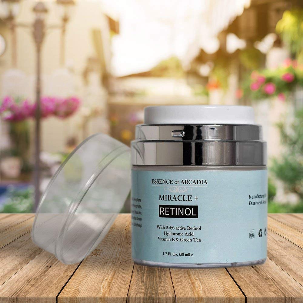 Retinol Moisturizer Cream High Strength For Face And Eye Area Miracle Plus - 2. 5% Retinol, Hyaluronic Acid, Vitamin E, Green Tea - Anti Aging Formula Reduces Wrinkles, Fine Lines, Spots-Day And Night