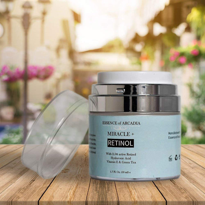 Retinol Moisturizer Cream High Strength For Face And Eye Area Miracle Plus - 2. 5% Retinol, Hyaluronic Acid, Vitamin E, Green Tea - Anti Aging Formula Reduces Wrinkles, Fine Lines, Spots-Day And Night