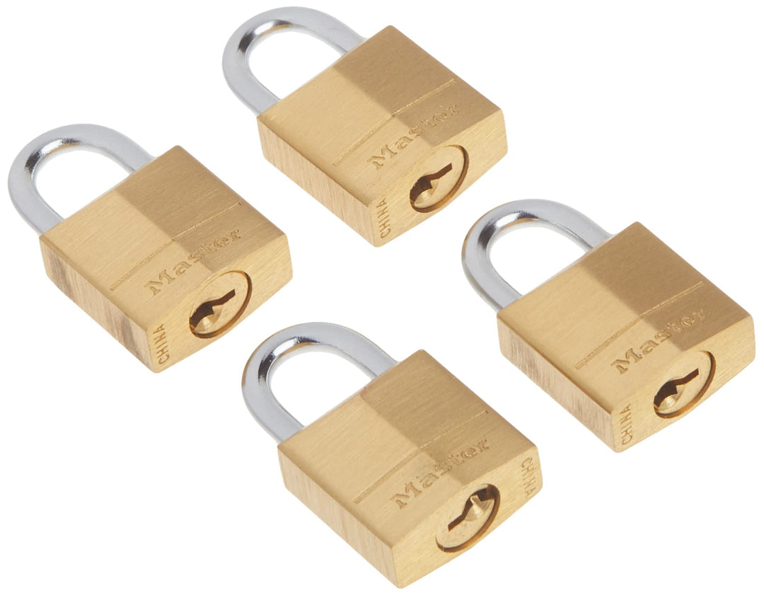 Padlock, Solid Brass Lock, 3/4 in. Wide, 120Q (Pack of 4-Keyed Alike)
