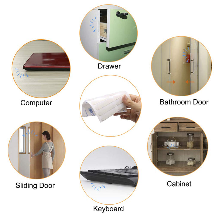 16pcs Glass Top Bumpers, Silicone Strip Adhesive Furniture Bumpers for Sliding Door Cabinet Drawers