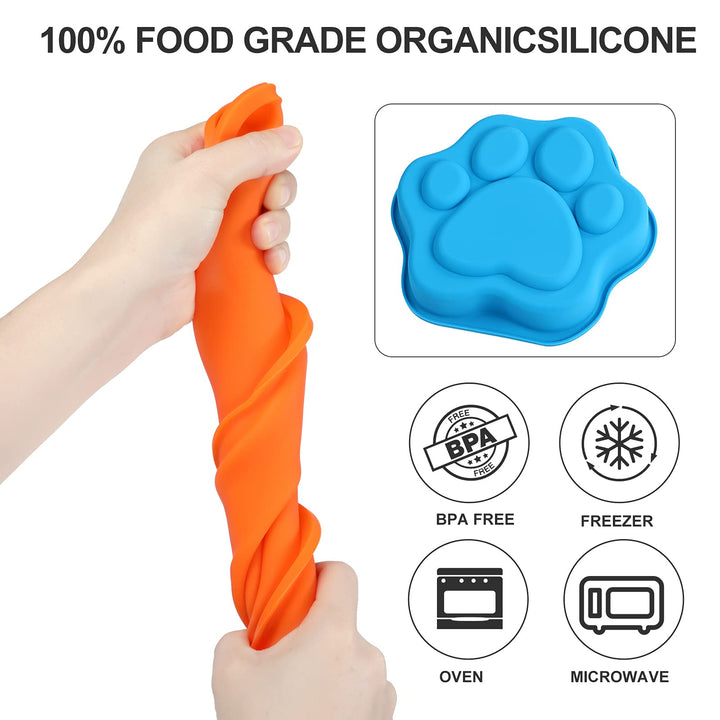 2Pcs Silicone Dog Birthday Cake Pans, Bone Shape, 8 Inch