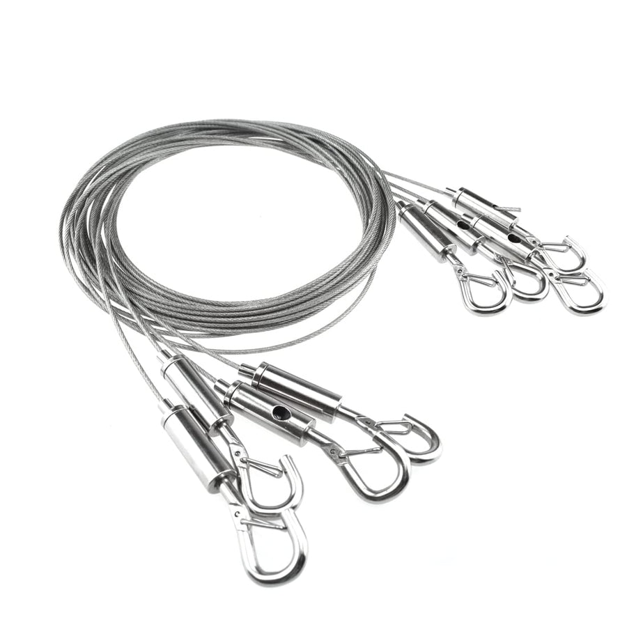4-Pack Stainless Steel Wire Rope with Adjustable Hooks 6.5ft Length Hanging Rope for Picture/Flower Baskets/Sports Equipment/Clothesline/Luggage/Moving, Supports Up to 175lb