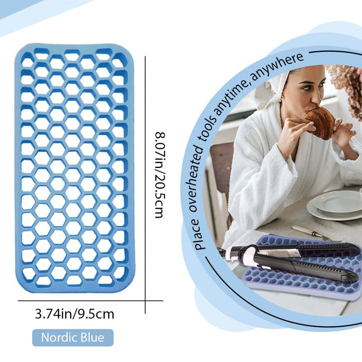 Small Silicone Pad for Curling Iron, Thicker Heat Resistant Silicone Mat for Hair Tools, Portable Hair Styling Tool Rest Holder for Straightener, Hair Dryer, Flat Iron (Pink)