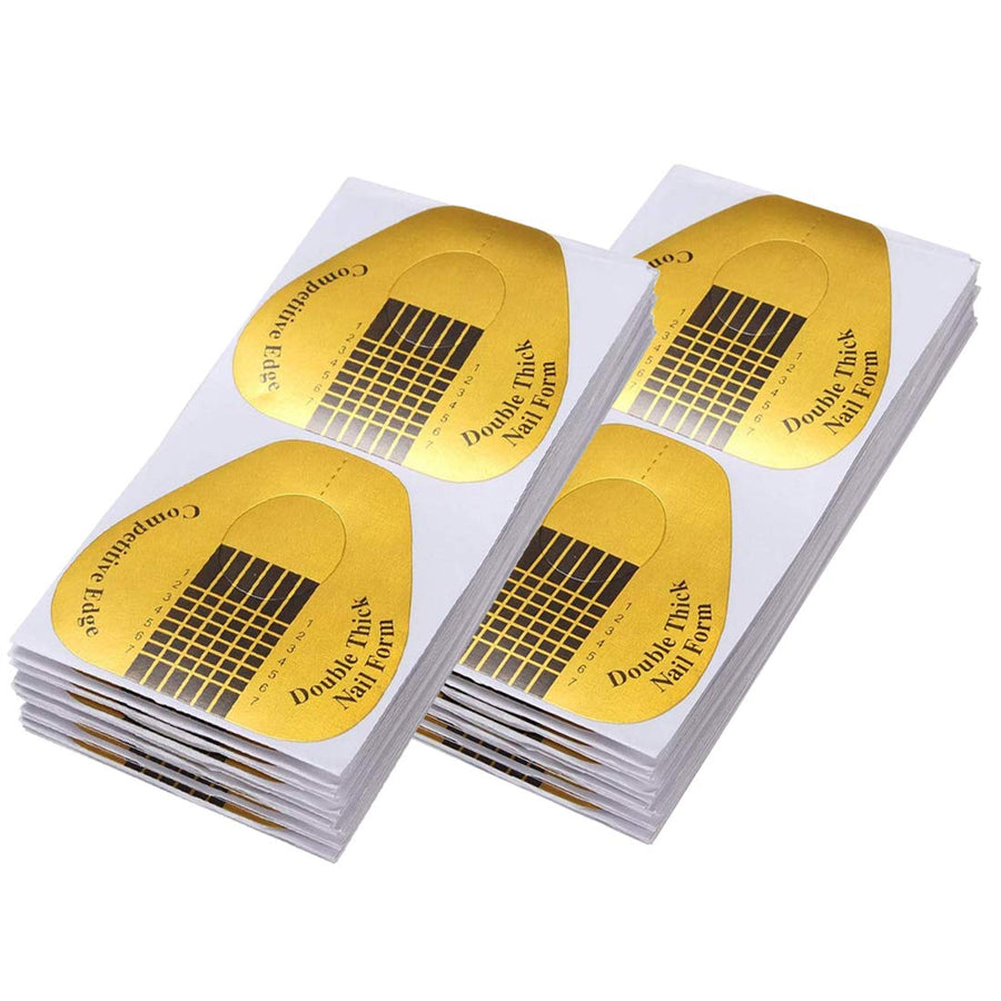 200 Pcs Long Nail Forms for Acrylic Nails, Thick Nail Art Tips Extension Forms, Durable Acrylic Nail Paper Forms for Gel Nail, Nail Former Stickers with Numbers Marked