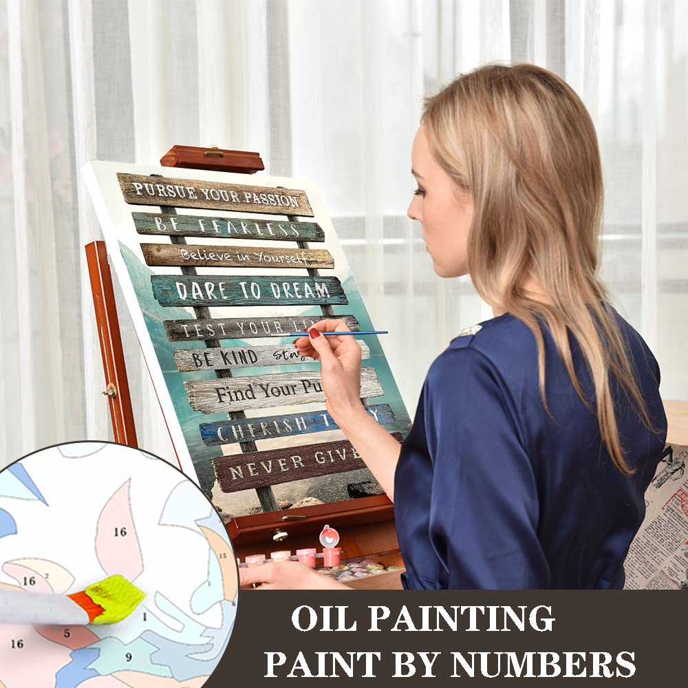 Paint by Numbers for Adults, River Valley Inspirational Mountain Paint by Numbers for Adults Beginner Drawing Paintwork with Paintbrushes Paint Canvas Oil Painting(without Frame 15.7x19.7inch)