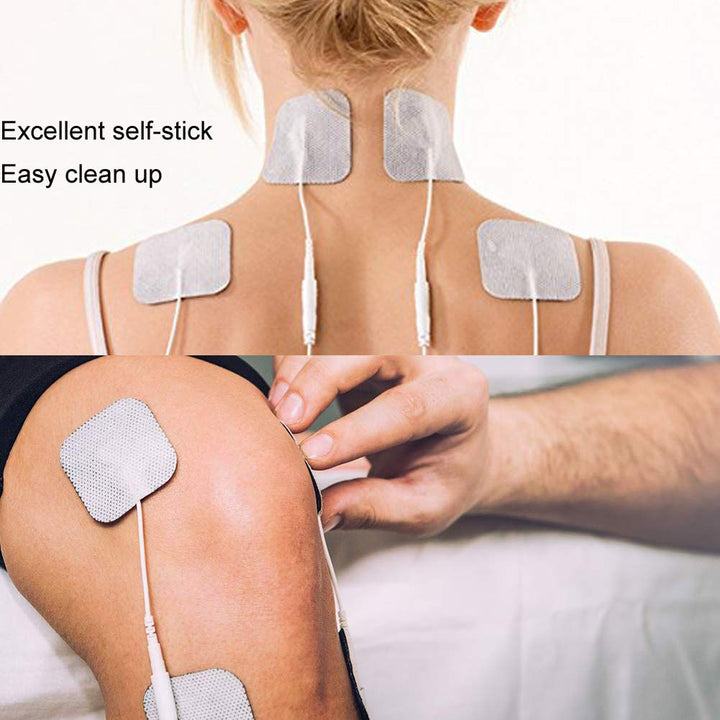 TENS Unit Pads 12 Pack Wired Self-Adhesive Electrodes Premium Replacement Pads for TENS Units - 2x2 Inches (2x2-12 Pack)