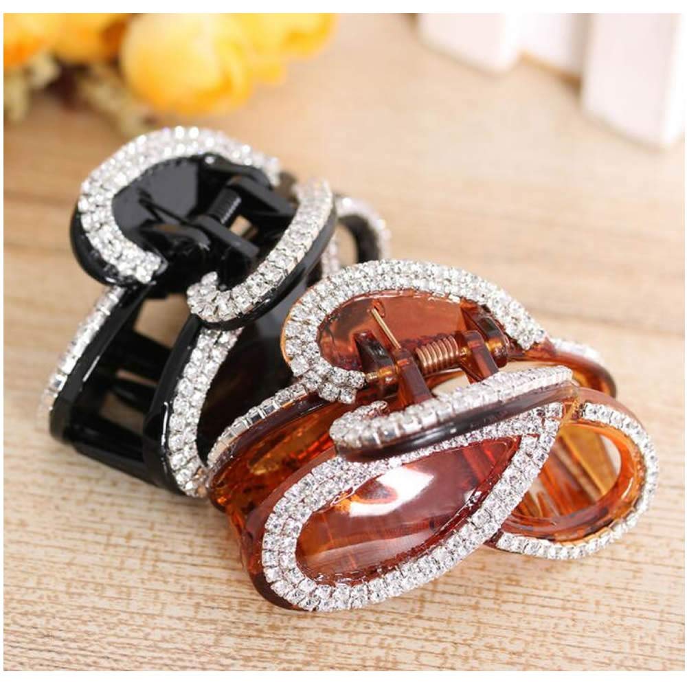 RAYNAG Set of 2 Elegant Rhinestones Claw Clip Jaw Clips