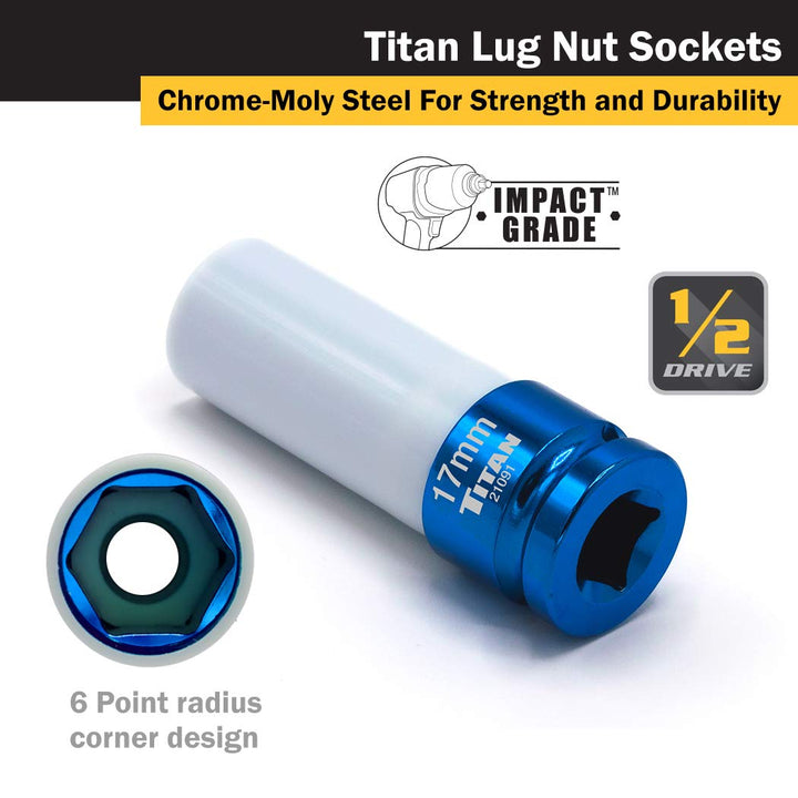 21091 1/2-Inch Drive x 17mm Non-marring Impact Deep Lug Nut Socket