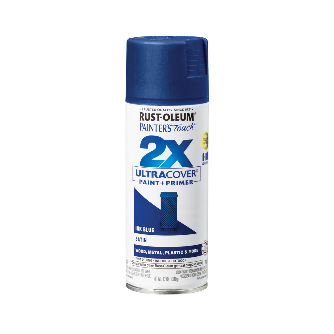 334093 Painter&#39;s Touch 2X Ultra Cover Spray Paint, 12 oz, Satin Ink Blue
