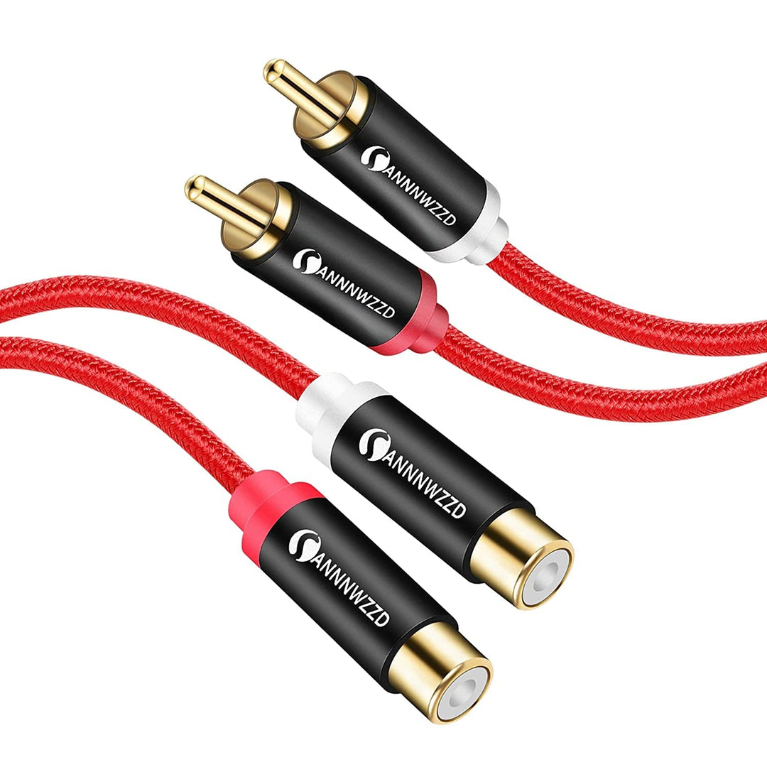 ANNNWZZD 2 RCA Extension Cable, 2 RCA Male to 2 RCA Fem