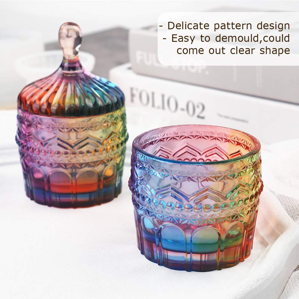 Resin Jar Mold with Lid Silicone Box Mold for Epoxy Resin Casting DIY Storage Bottle Jewelry Trinket Container Candle Holder Flower Pot Resin Crafts Kits Home Decor Gift