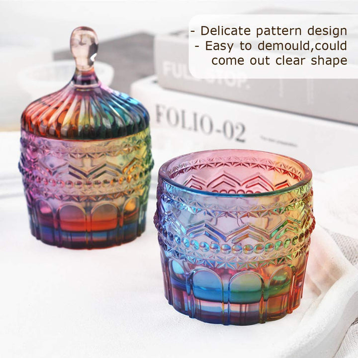 Resin Jar Mold with Lid Silicone Box Mold for Epoxy Resin Casting DIY Storage Bottle Jewelry Trinket Container Candle Holder Flower Pot Resin Crafts Kits Home Decor Gift