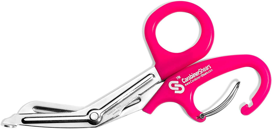 Trauma Shears with Carabiner - Stainless Steel Bandage Scissors for Surgical, EMT, EMS, Medical, Nursing, and Veterinary Use, First Aid Supplies and Accessories, 7.5-inch, Pink