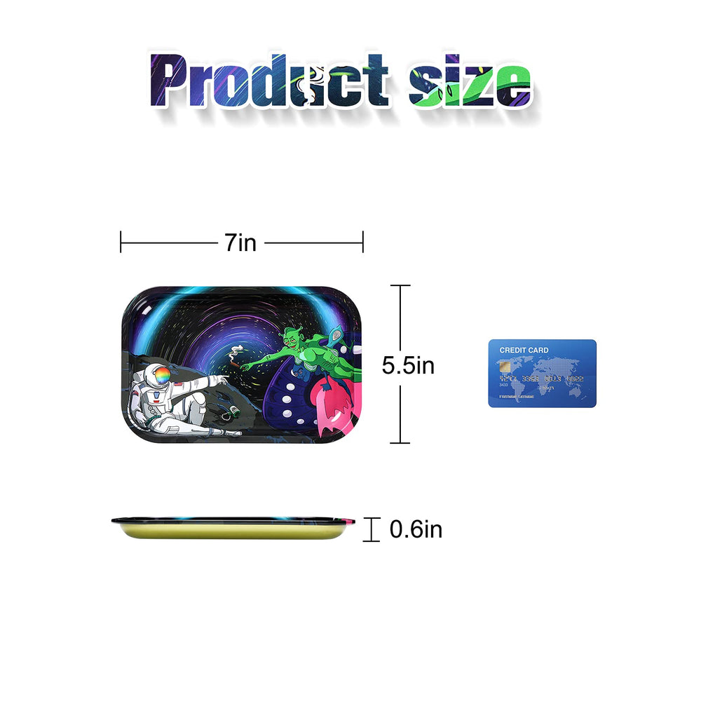 Metal Rolling Tray Combo Kit 5.5×7 Durable Premium Stylish Original Art Decorative Tray Smooth Rounded Edges