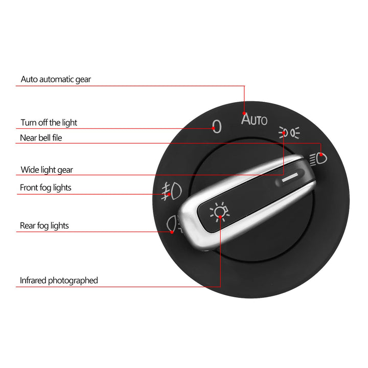 Auto Headlight Switch, Keenso Light Sensor Headlight Switch Button Module 1Z0941431K for VW MK5 MK6 Jetta Tiguan Passat