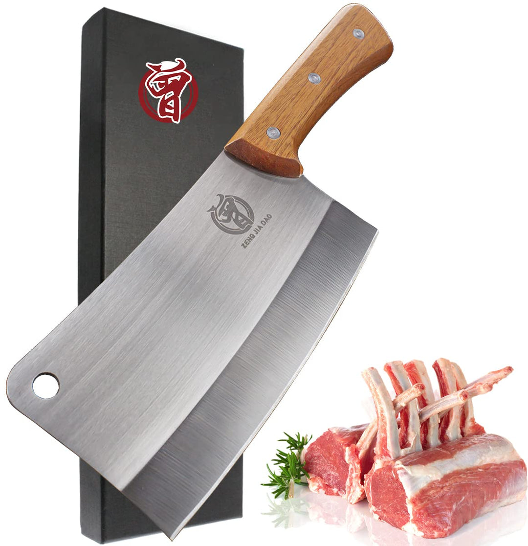 Meat Cleaver - 7&#39;&#39; Heavy Duty Butcher Knife Meat Chopper Bone Cutting Knife - High Carbon German Stainless Steel - Pearwood Handle for Home Kitchen and Restaurant 2023 Gifts