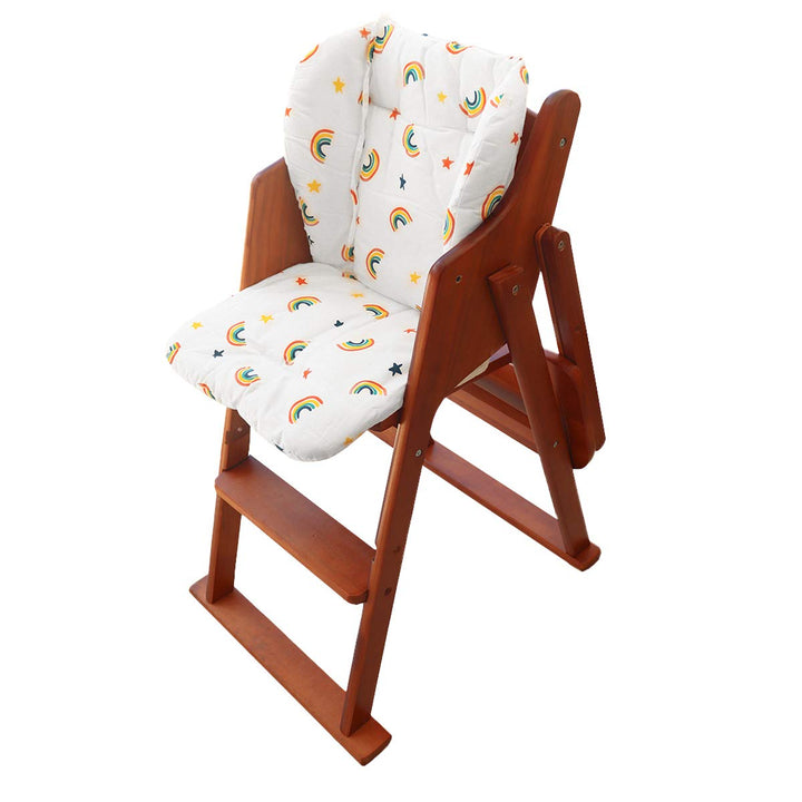 Baby High Chair Cushion, Thick Pad for Wooden High Chair, Baby Dining Chair Liner Mat (Yellow Rainbow)