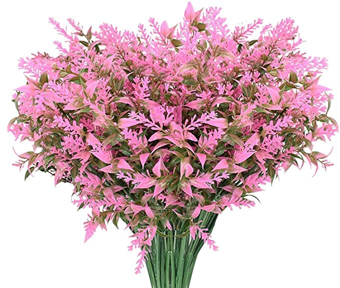 10 Bundles Artificial Flowers Outdoors,UV Resistant Faux Flower Fake Hanging Plants Plastic Greenery Shrubs Plants for Home Garden Window Vase Pots Box Porch Decorations (Orange)