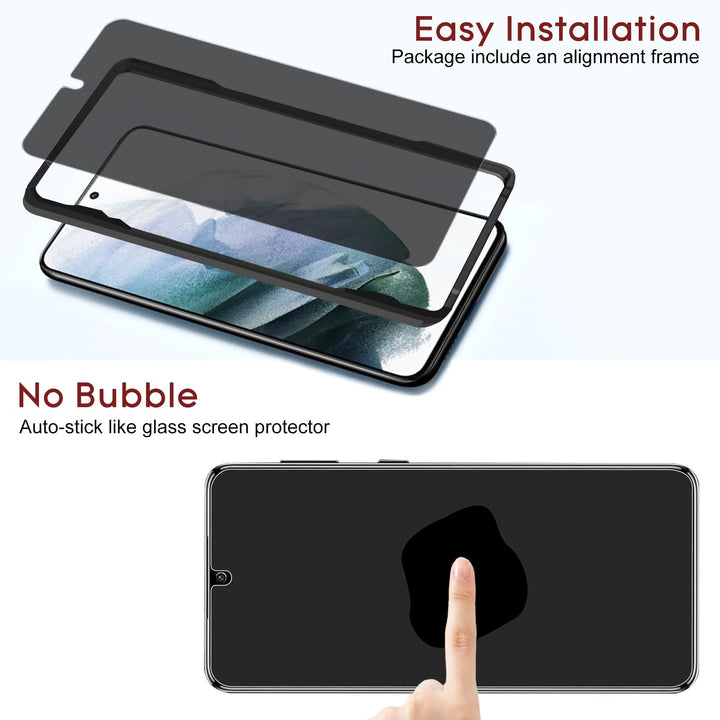Privacy Screen Protector for Samsung Galaxy S22 6.1 Inch [2 + 2 Pack], 2 x PET Anti Spy Screen Cover [Not Glass] + 2 x Camera Lens Tempered Glass