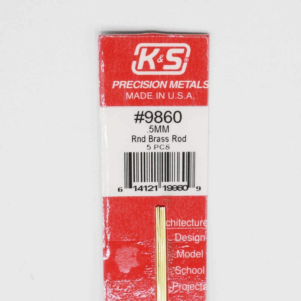 K&amp;S 9860 Round Brass Rod, 0.5mm OD x 300mm Long