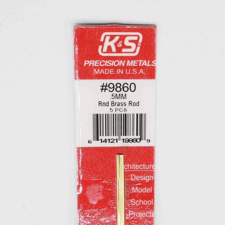 K&amp;S 9860 Round Brass Rod, 0.5mm OD x 300mm Long