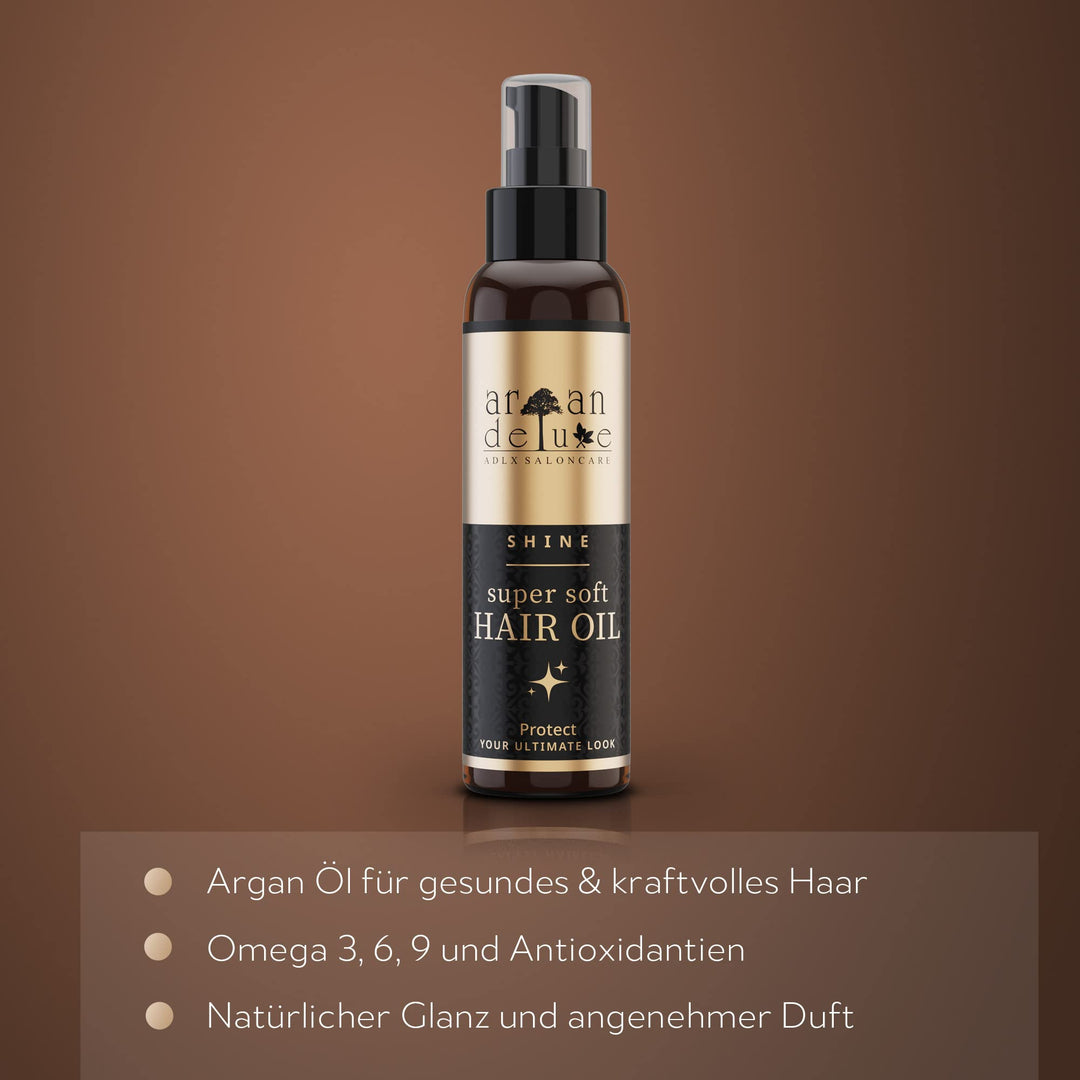 Argan Deluxe Hair Oil in professional quality 3.38 fl oz - smoothness, shine and fantastic scent for hair and skin