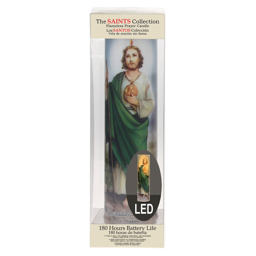 St. Jude Flameless LED Devotional Prayer Candle with Automatic Timer