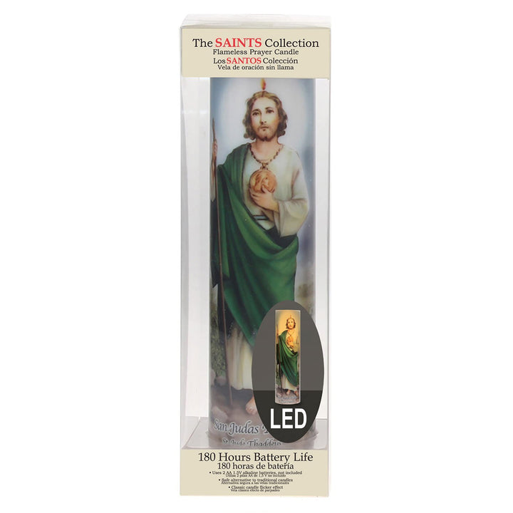 St. Jude Flameless LED Devotional Prayer Candle with Automatic Timer